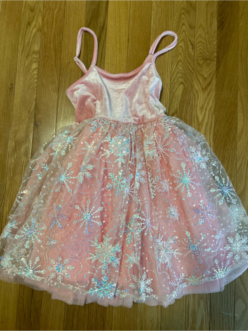 NWOT Oh Shana! 7/8 Sparkle Pink Snowflake Tulle Dress